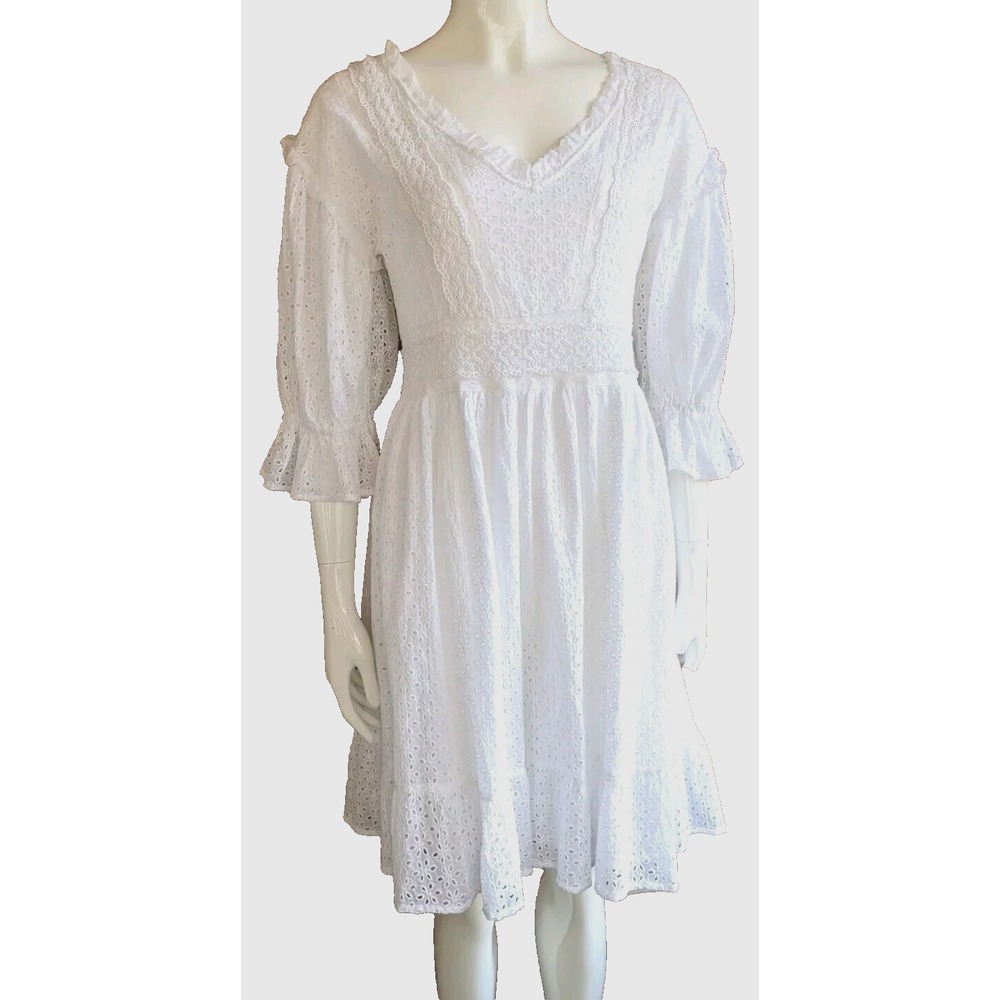 Love Sam Anthropologie Dress S New Vivienne Eyelet Lace Romantic Cottagecore